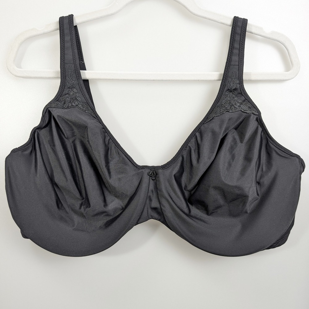 Bali 3385 Passion For Comfort Minimizer Underwire Bra 42DD‎ Black Satin Unpadded